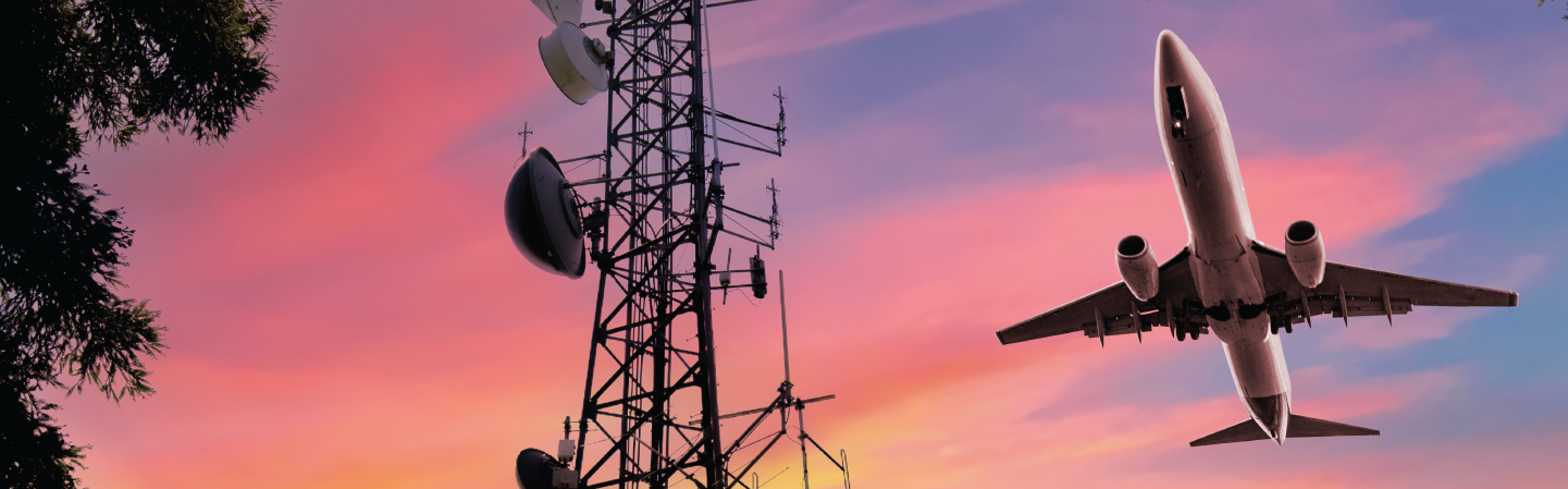 Image of Airplane and communication tower