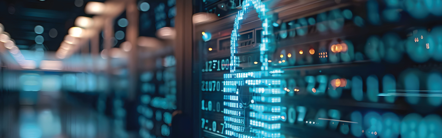 Protecting corporate networks at a modern digital security center for businesses. Concept Digital Security, Corporate Networks, Modern Technology, Business Protection