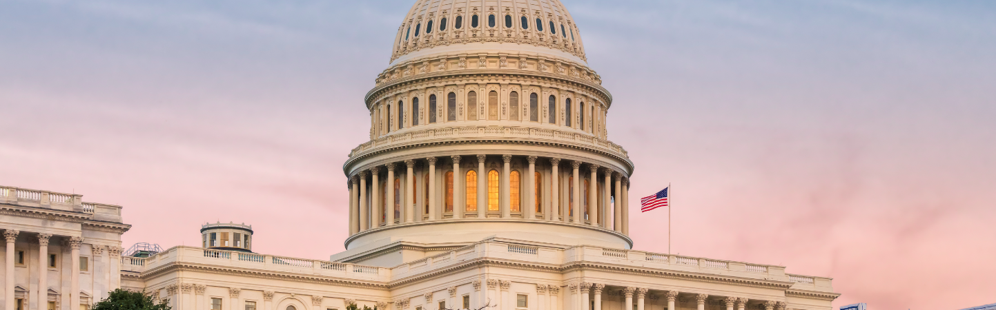 Background image of the U.S Capitol Building.