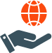 Accountability icon. Symbol of a hand holding a globe.