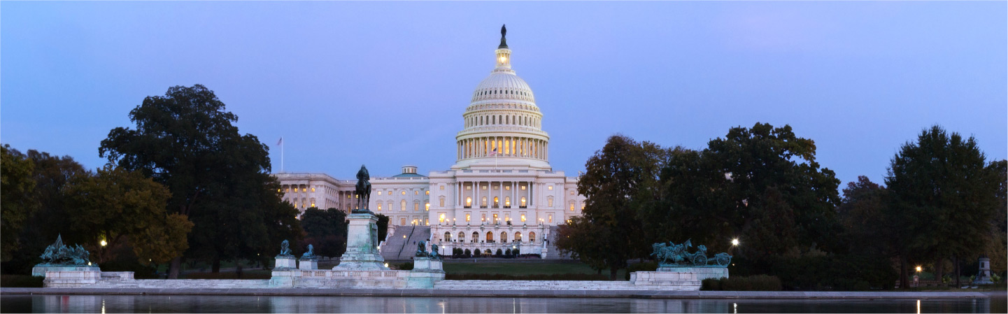 Background image of the U.S Capitol Building.